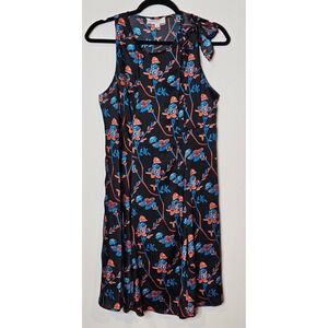 Thakoon Collective x RTR Black Daisy Dress Floral Sleeveless‎ Tie Neck Size 8